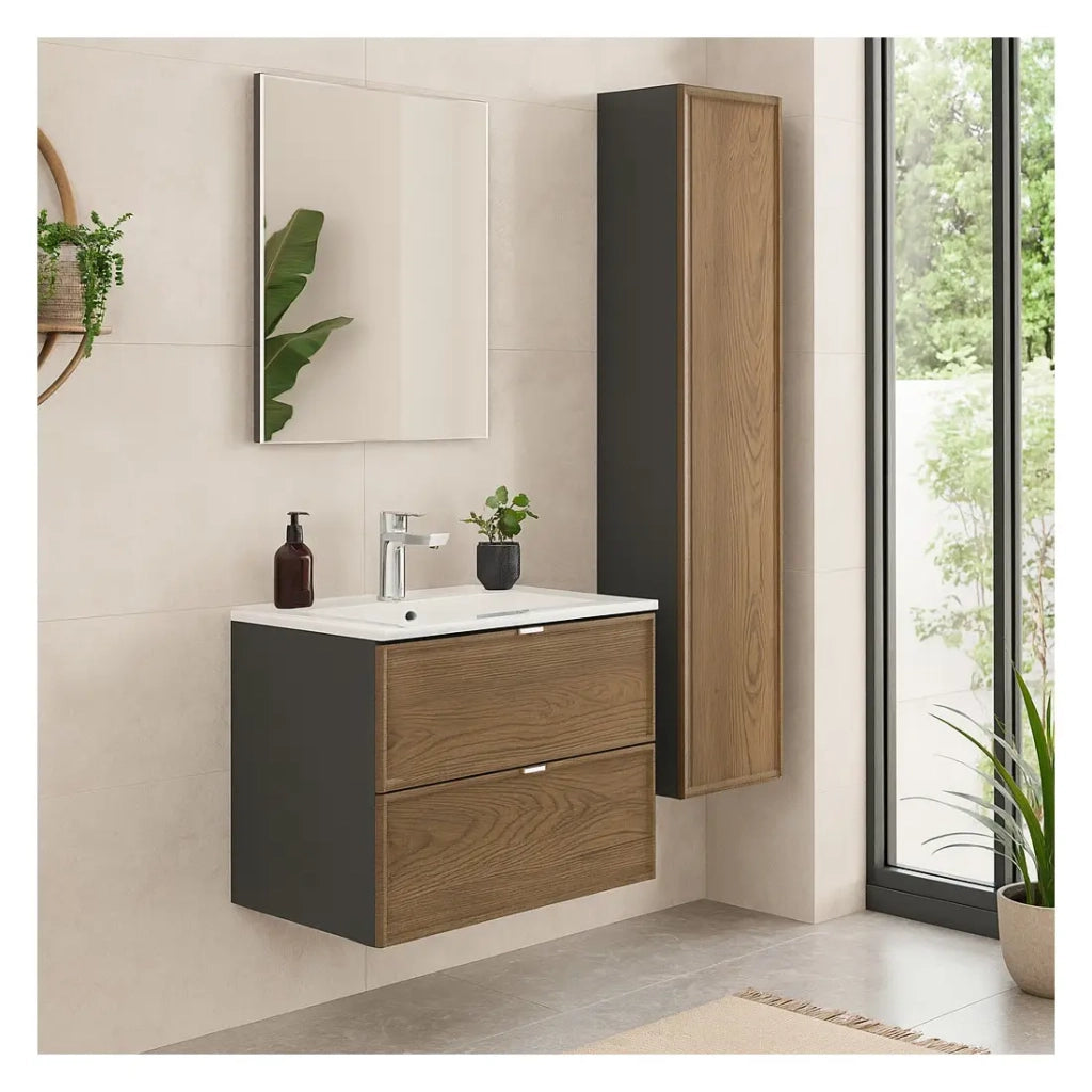 Set da bagno SAVIA: mobile sottolavabo 60cm + lavabo da incasso bianco