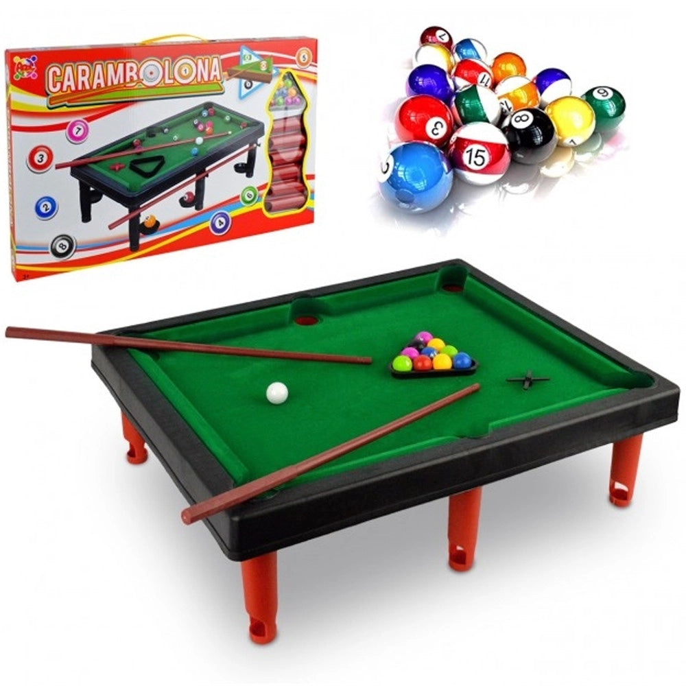 Trade Shop - Mini Biliardo Giocattolo Per Bambini Con Due Stecche Biglie E Accessori -