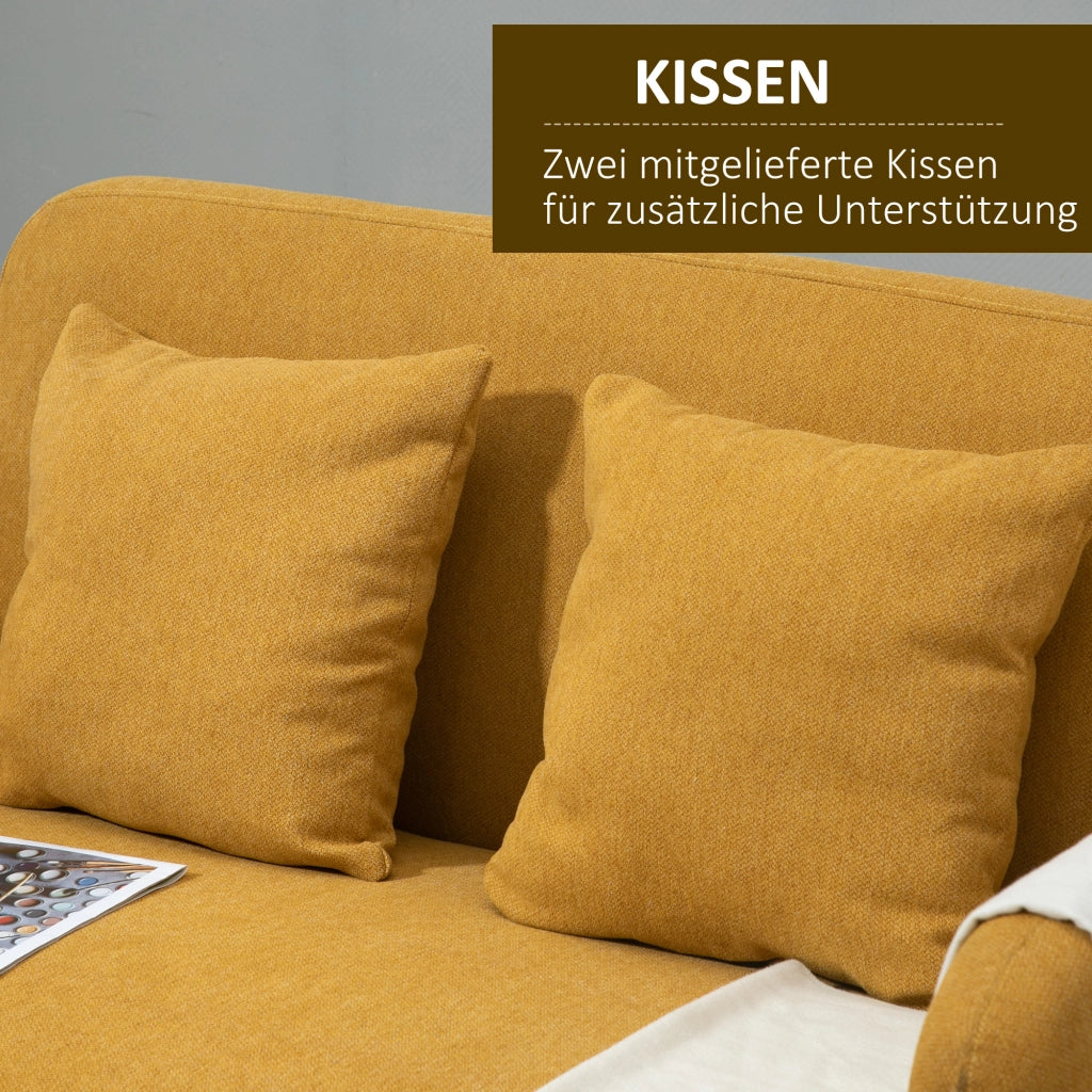 Divano 2 posti con cuscini ¨C Minimal ¨C Tessuto giallo 130x70x80 cm