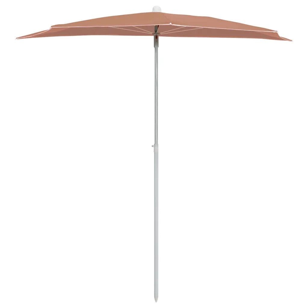Ombrello | Parasolne Semicircolare da Giardino e Palo 180x90cm Terracotta