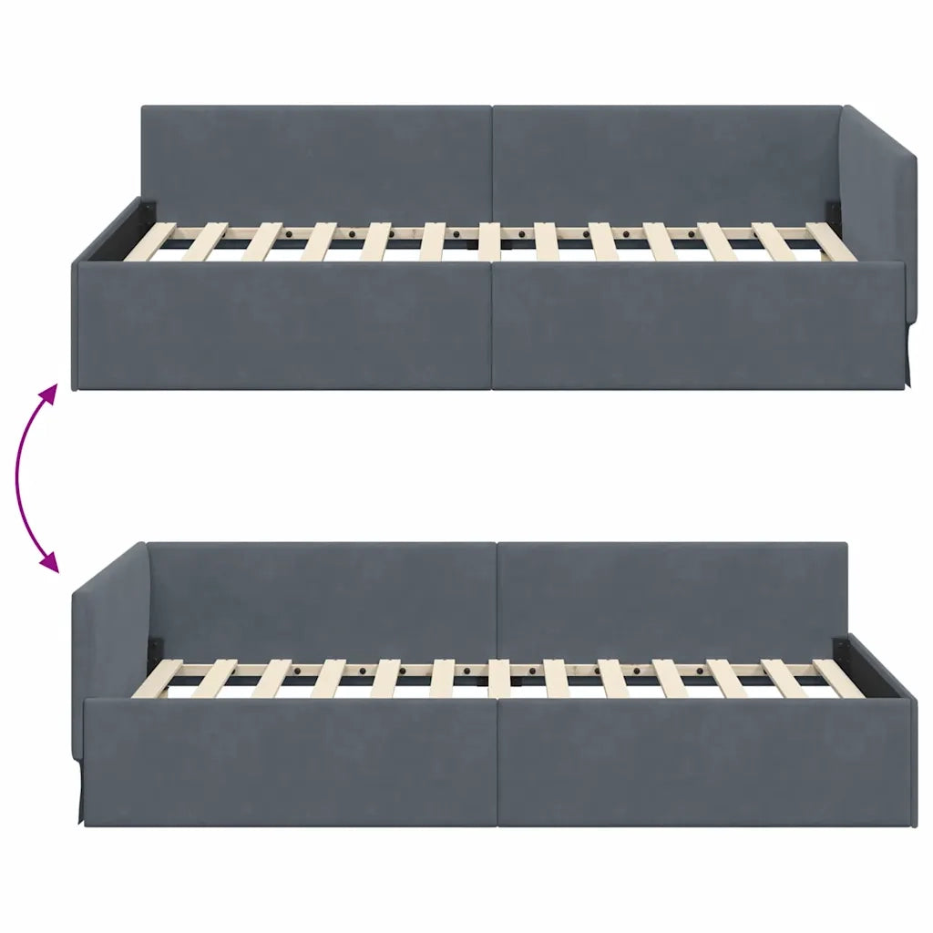 Cornice del letto ad angolo Grigio scuro 80 cm x 200 cm Velluto 42016062