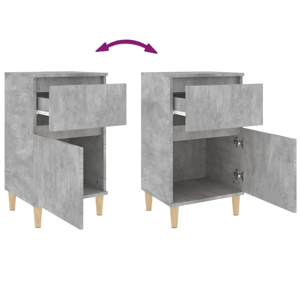Comodino | Armadio da Notte | Mobiletto da notte Grigio Cemento 40x35x70 cm