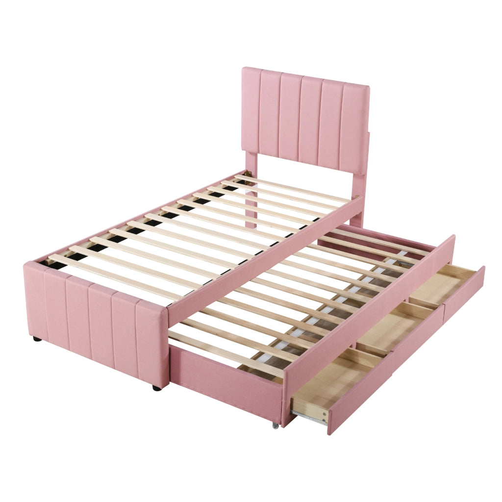letto imbottito lino rosa 90 x 200 cm