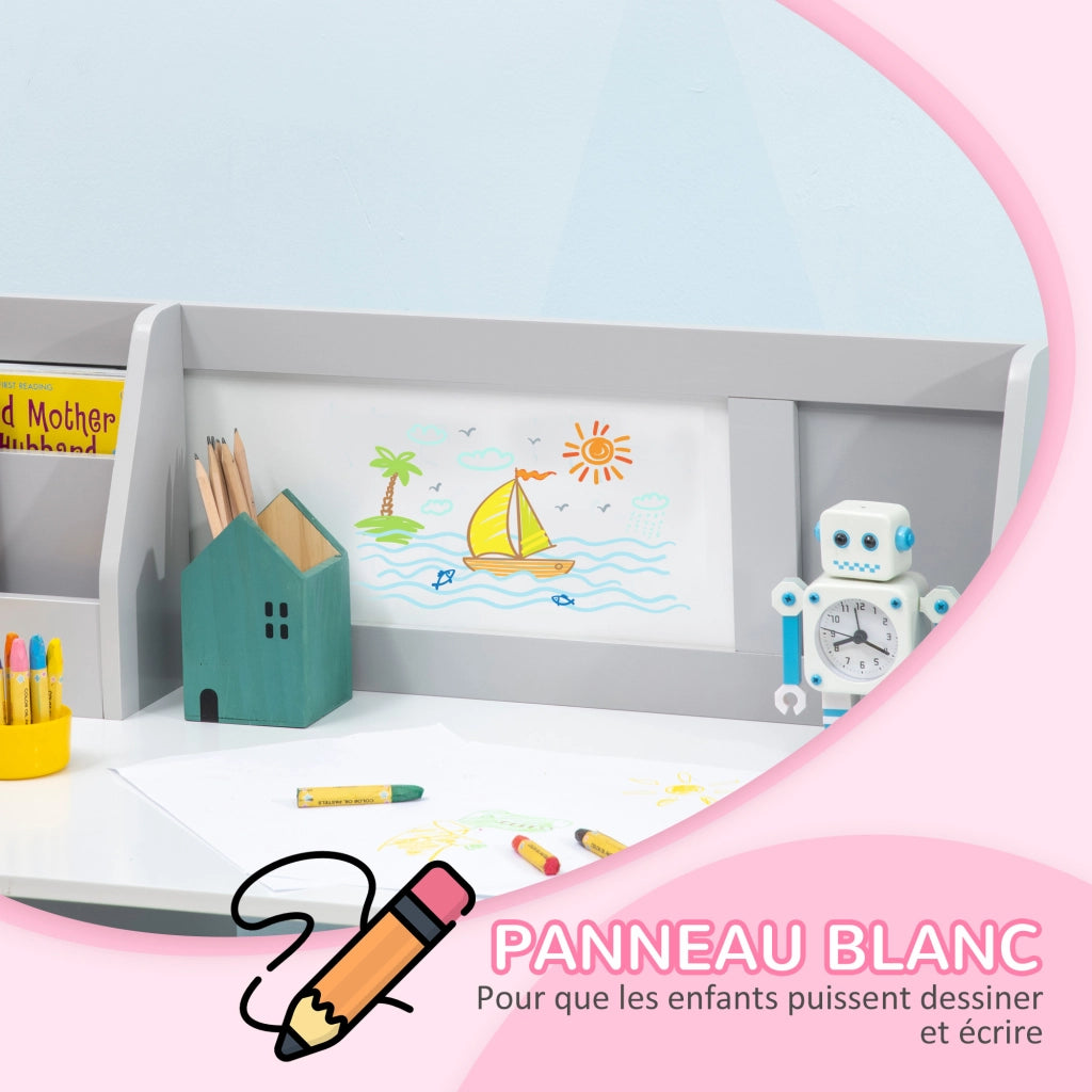 Set tavolo e sedia per bambini con lavagna bianca ¨C Xylo ¨C grigio 90x45x85 cm