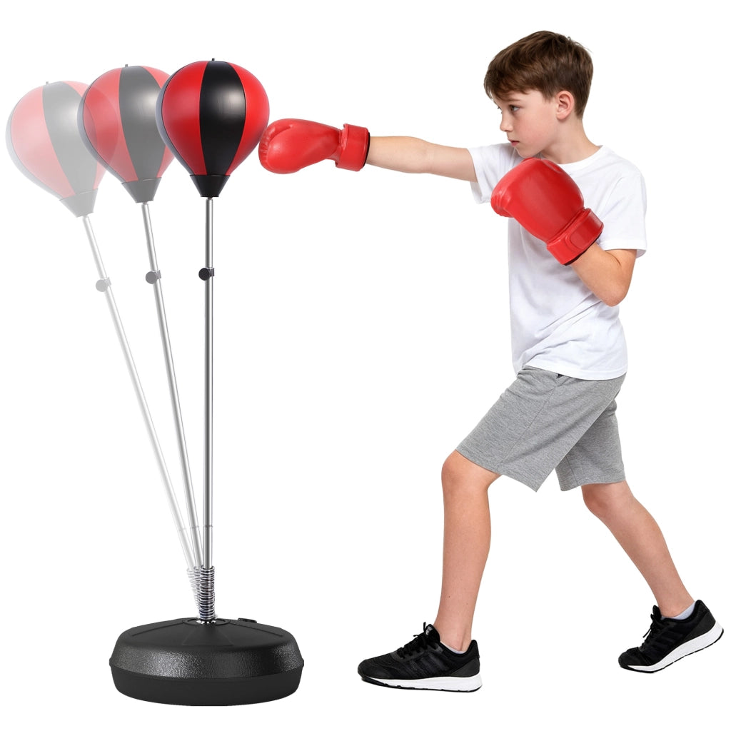 Set Punching Ball ¨C Minimal ¨C 126-144 cm regolabile in altezza con sacco, guantoni e pompa