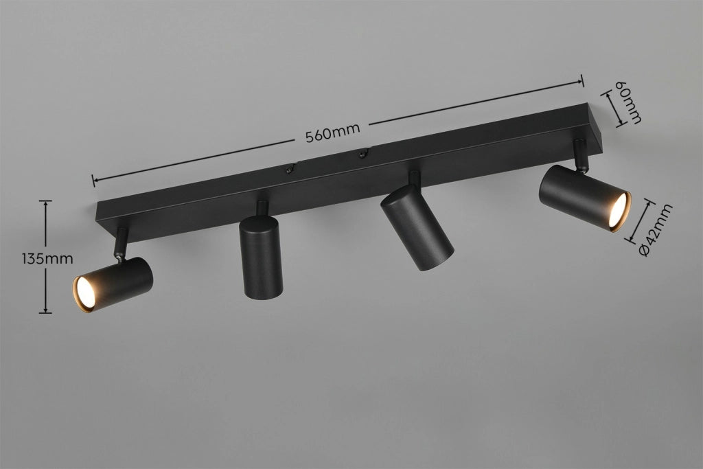 Faretto soffitto TARYN 4xGU10 nero metallo RL