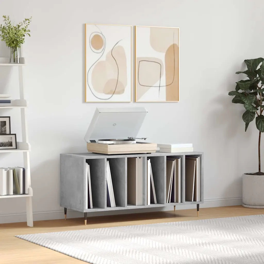 Mobile Porta Dischi Grigio Cemento 100x38x48 Legno Multistratocod mxl 104238