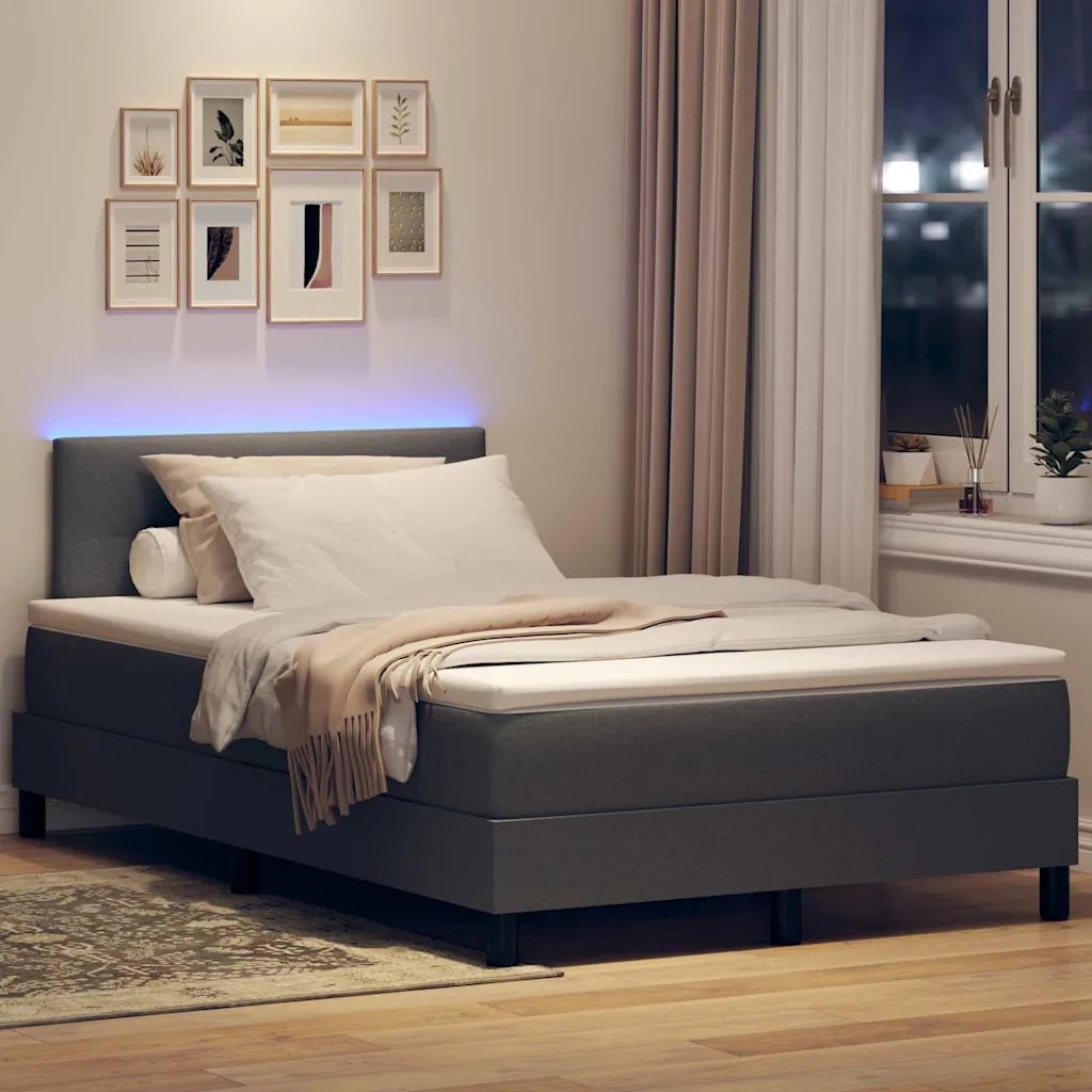 Letto a molle con materasso Grigio scuro 120 x 200 cm Tessuto