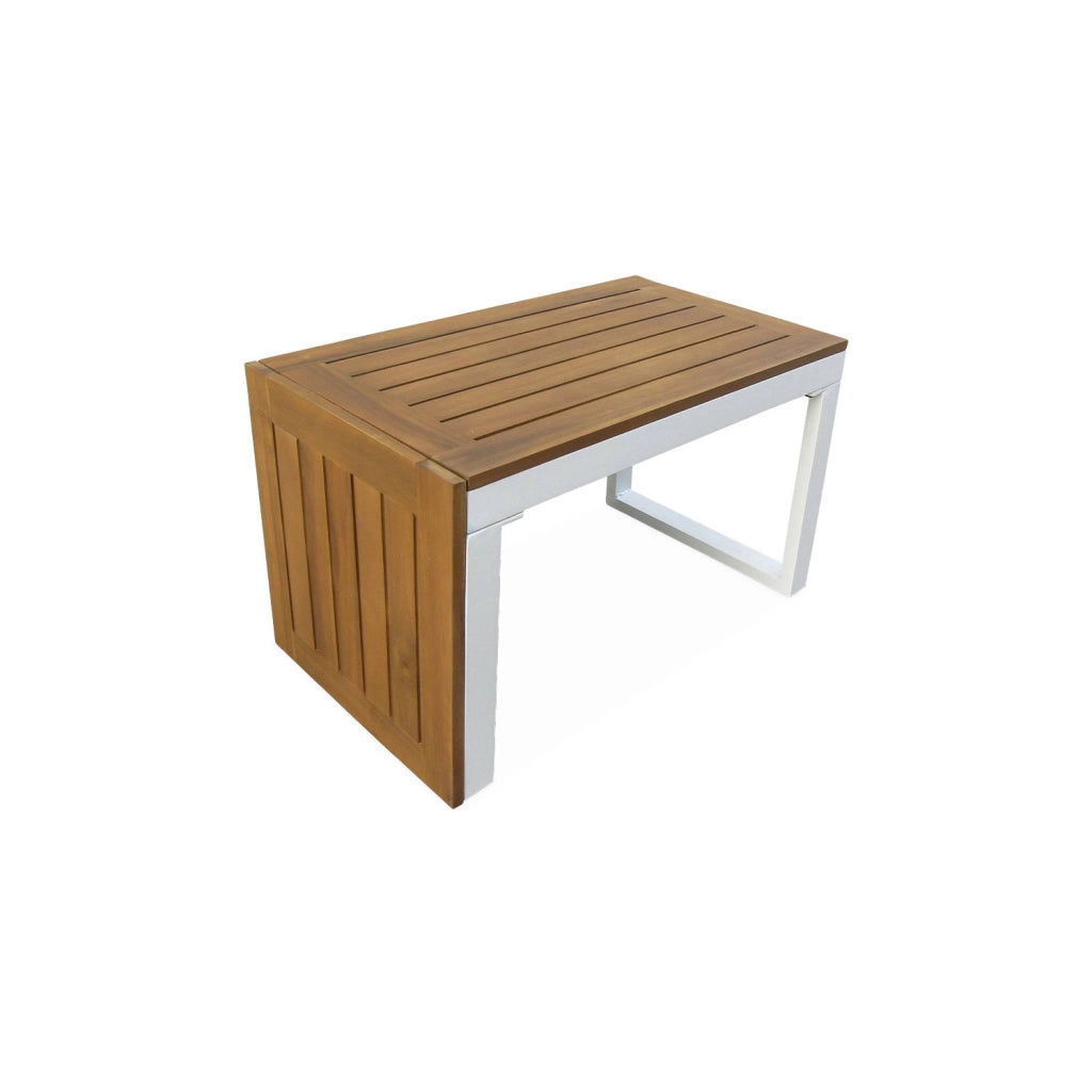 Salotto da giardino in alluminio e acacia,  4 posti, bianco