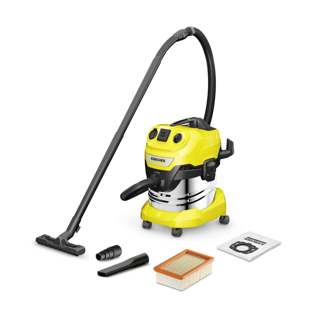 KARCHER Bidone aspiratutto solido liquidi WD 4 P S V-20/5/22 - Potenza allacciata: 1000 W - Capacità vano raccolta: 20 l - Materiale vano di raccolta: Acciaio inox
