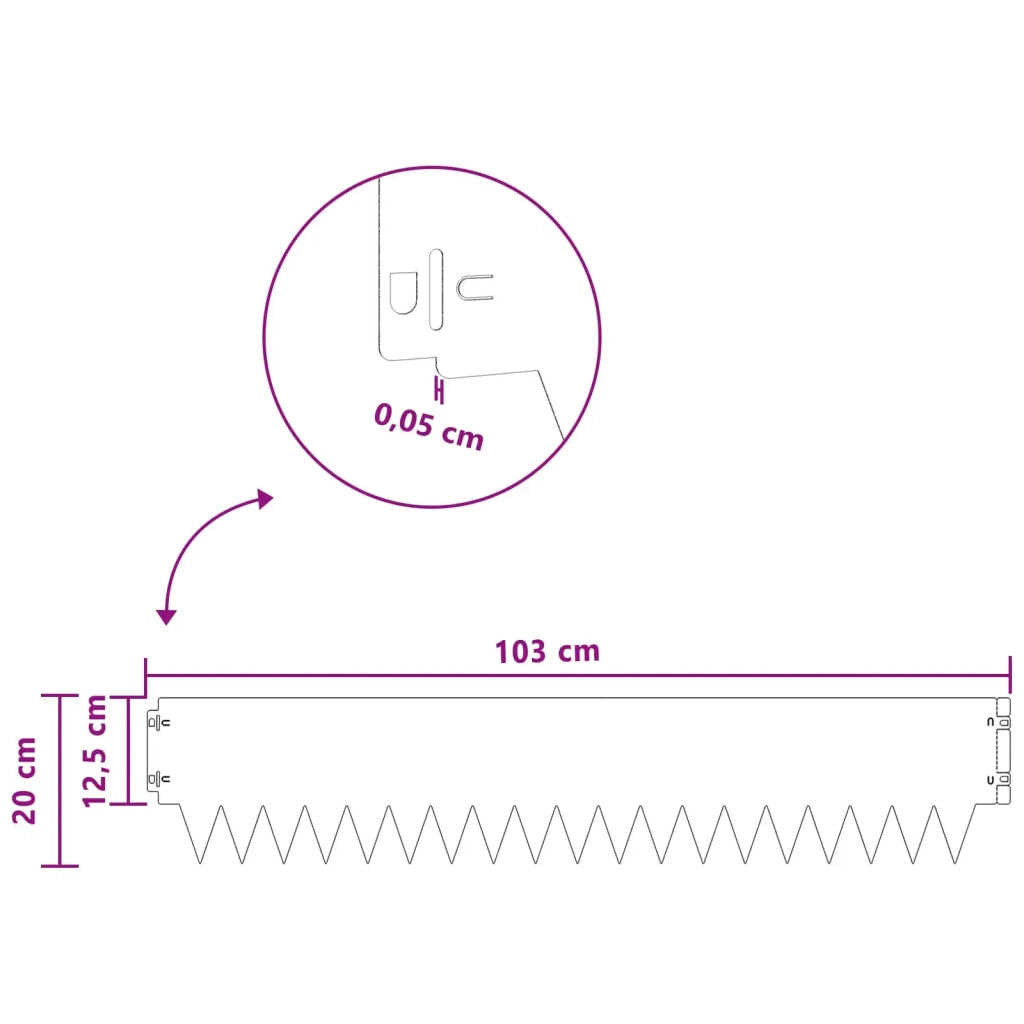 Bordura per Prato 10 pcs 103 x 20 cm metallo Bianco 8008269