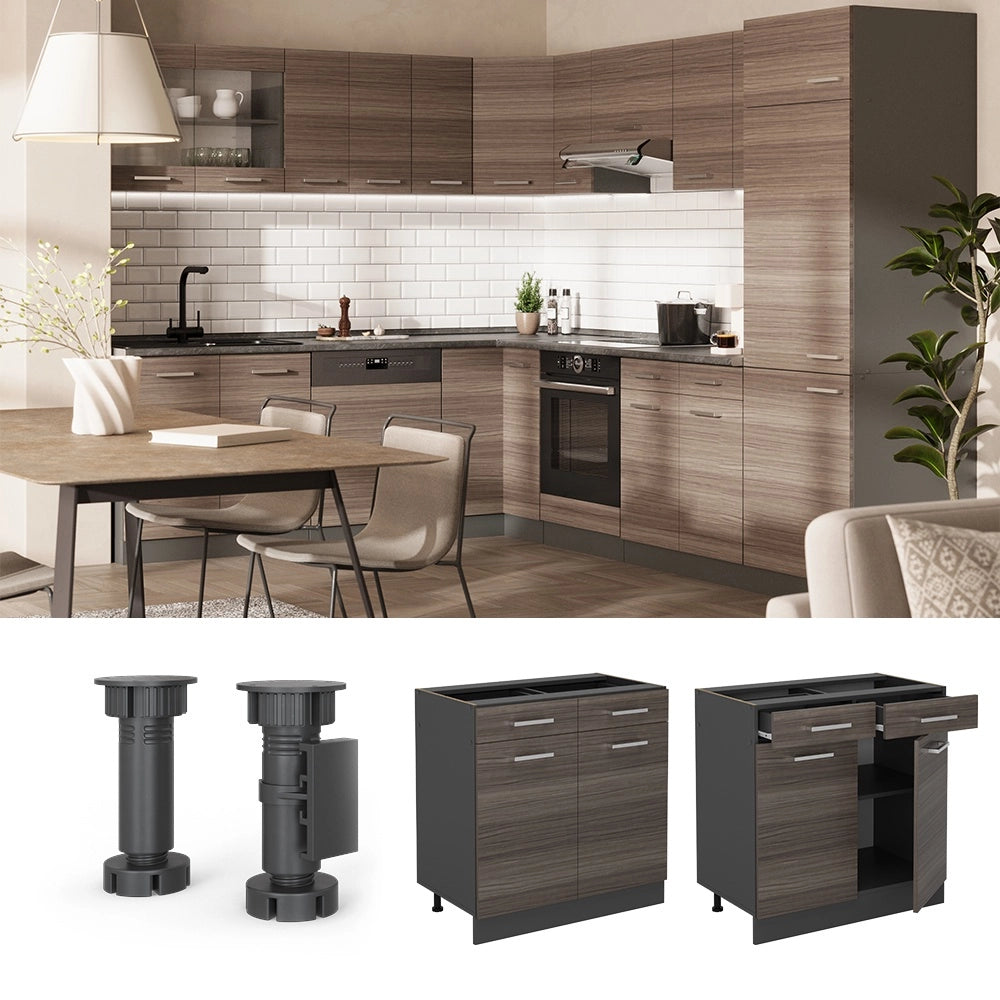 Mobiletto base per cucina R-Line Grigio nobile/Antracite 80 cm, PL Antracite Vicco