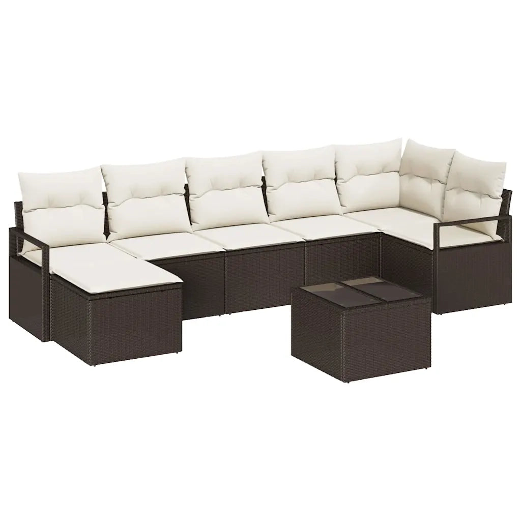 Set di divani con cuscino 8 pcs Marrone e Crema polyrattan 3355147