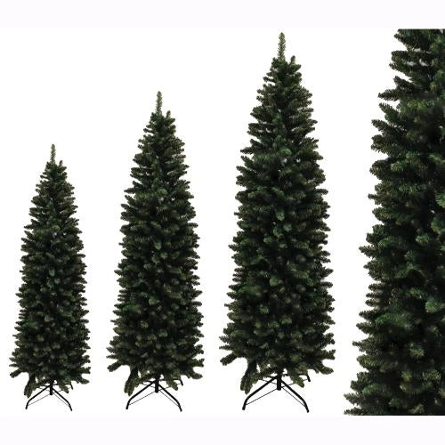 Albero di Natale SLIM GHERKIN Stretto Verde 180cm 618 Rami PVC Apertura Ombrello F4849