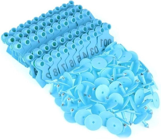 Etichette di plastica per numerazione 1-100 per pecore capre maiali bovini - Blu