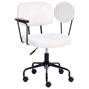 Sedia da ufficio tradizionale in velluto a coste girevole regolabile bianco sporco stile moderno home office