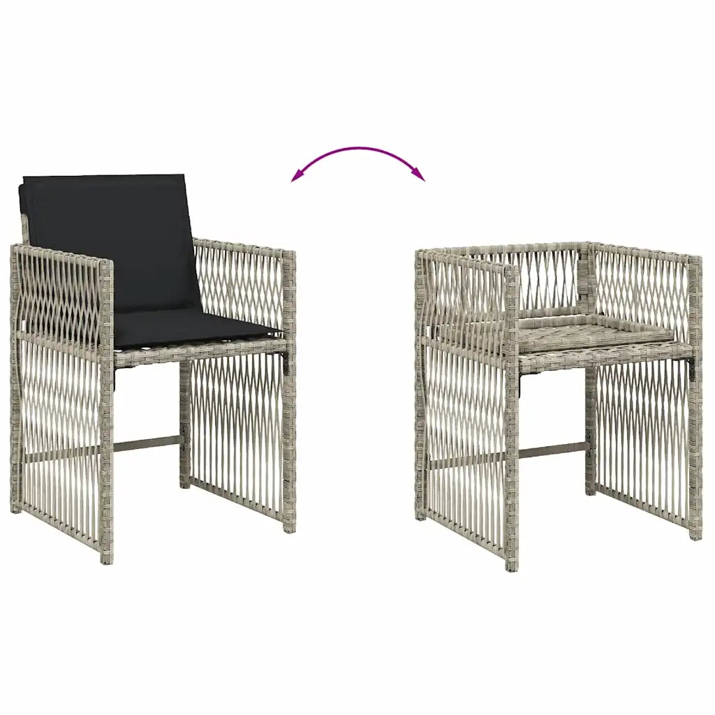 Set Pranzo da Giardino 5pz con Cuscini Grigio Chiaro Polyrattan