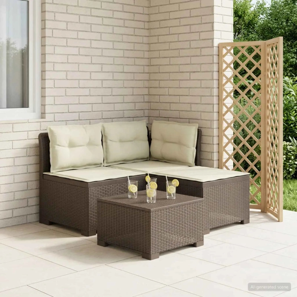 Divano da giardino 3 posti con cuscini in look rattan PP 8011916