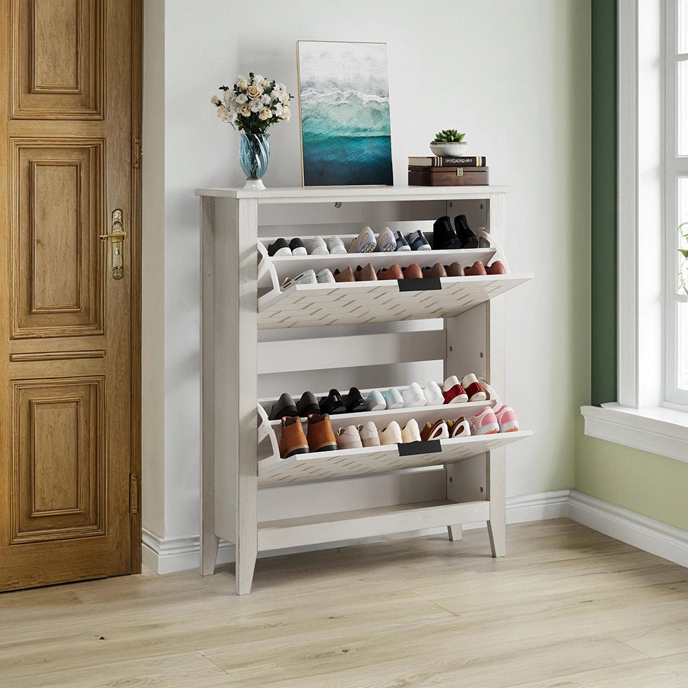 Armadietto scarpe - Xylo - 2 cassetti bianco 80cm per ingresso