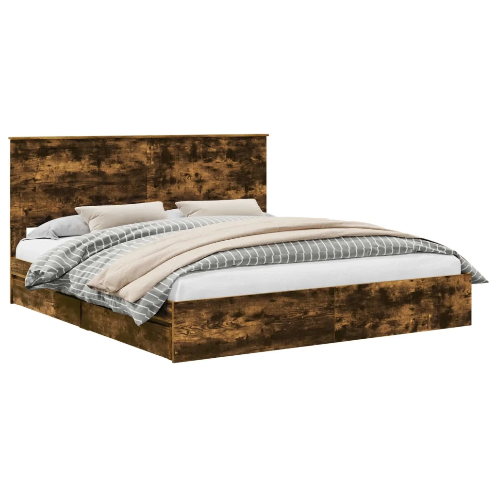 Letto con Contenitore con testiera-Struttura Letto con contenitore Rovere fum¨¦ 180 x 200 cm 699835