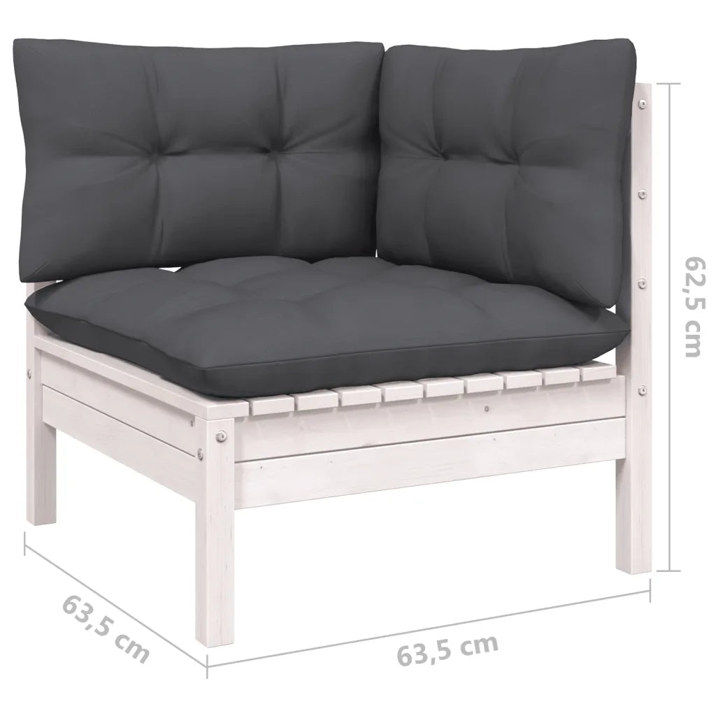 Set Divani da Giardino 6 pz con Cuscini Bianchi Legno di Pino 3097080