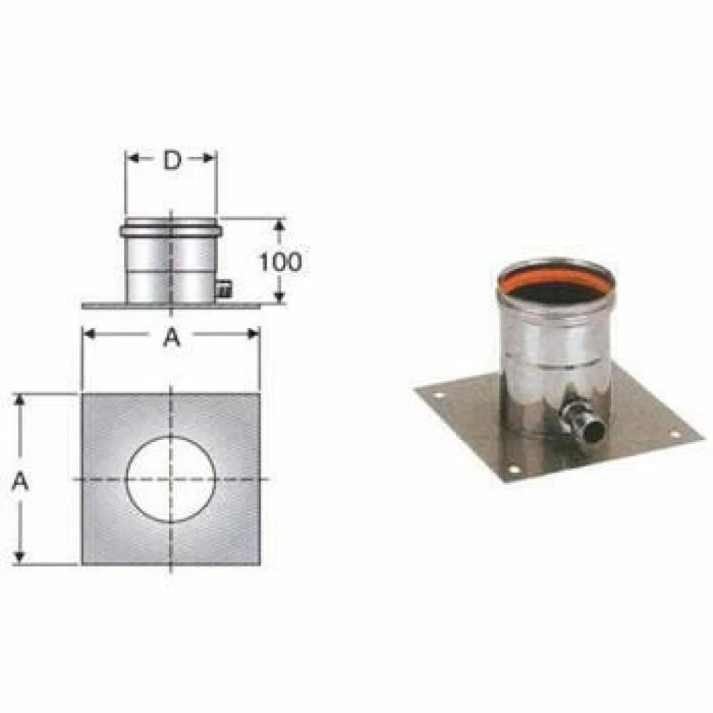 Inox mono parete aisi 316 piastr a scarico condensa d.130 i b08xb