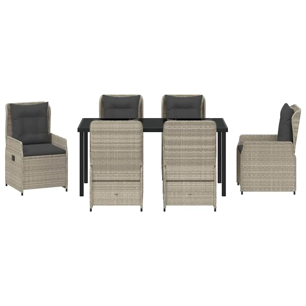 Set da Pranzo per Giardino 7 pcs Grigio chiaro polyrattan