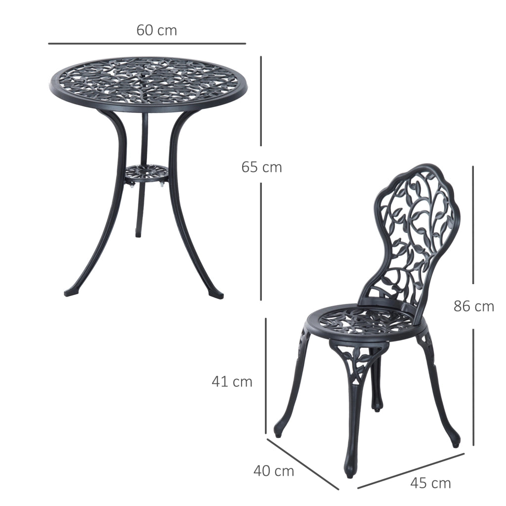 Set tavolino da caff¨¨ con 2 sedie per balcone ¨C Minimal ¨C nero