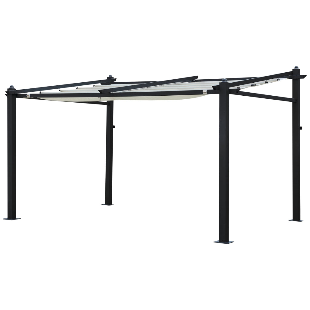 Pergola a parete 3 × 4 m FRÉJUS beige - struttura in alluminio