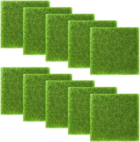 Erba sintetica 10 pezzi erba sintetica miniatura moquette decorativa per hobby erba sintetica decorativa per hobby 15x15cm micro paesaggio decorativo pianta prato erba artificiale