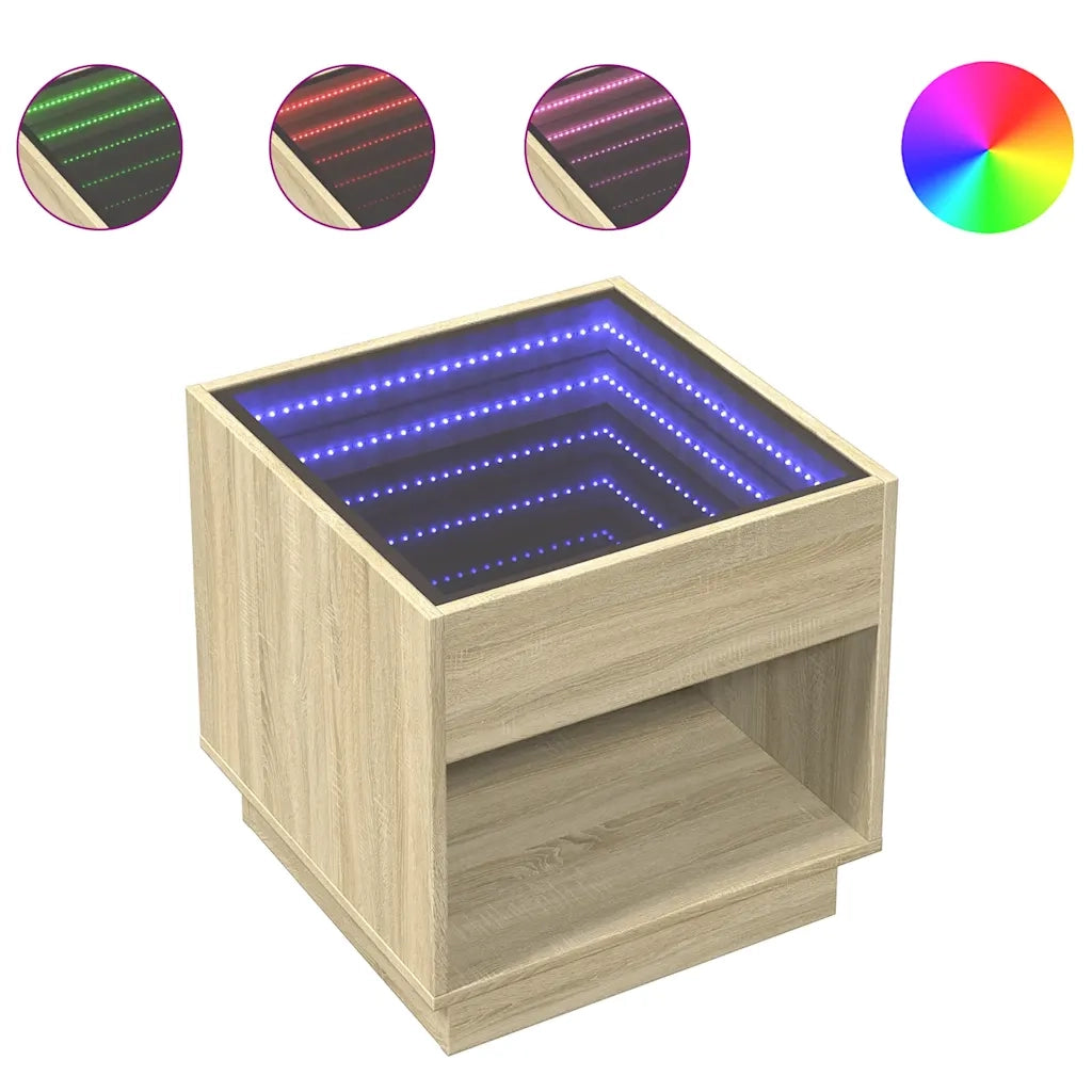 Comodino con LED Infinity Rovere Sonoma 50x50x50 cm 3284086