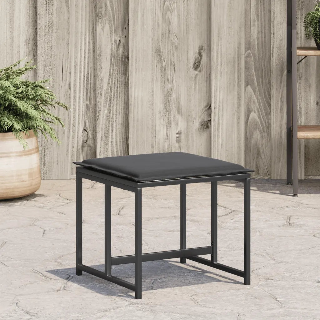 Sgabelli da Giardino con Cuscini 4 pz Neri Acciaio e Textilene CFW4361033