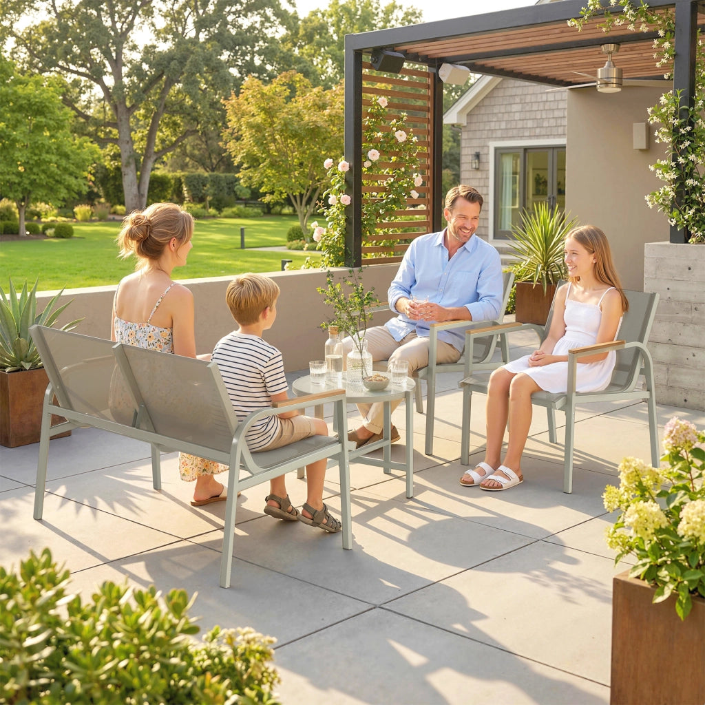 Set Divano da Giardino con Loveseat e 2 Poltrone ¨C Minimal ¨C Verde