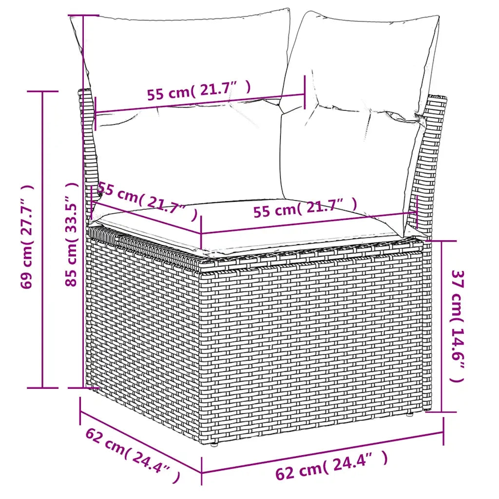 Set Divani da Giardino 9pz con Cuscini Marrone in Polyrattan 3221162