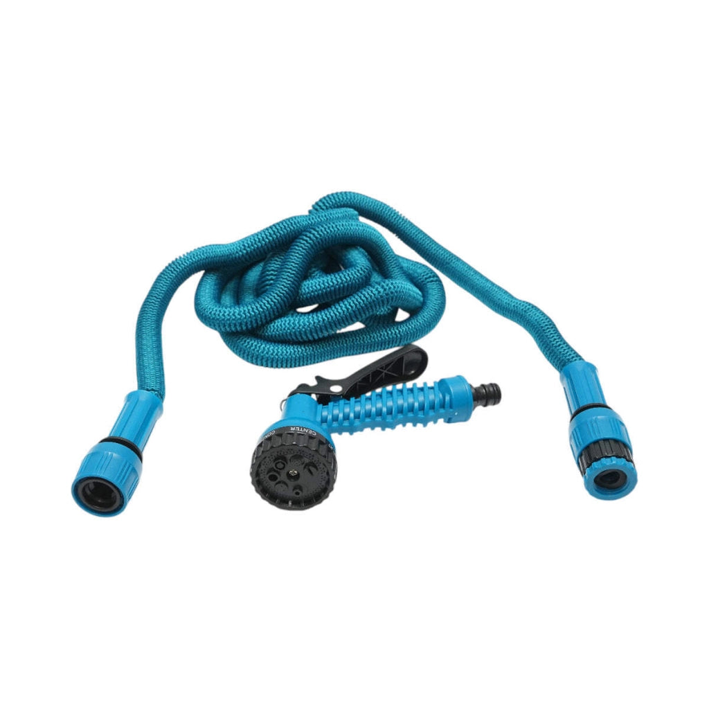 Tubo da giardino estensibile 2.5-7.5 m con pistola regolabile a 7 modalità, adattatore 3/4 e raccordo rapido 1/2