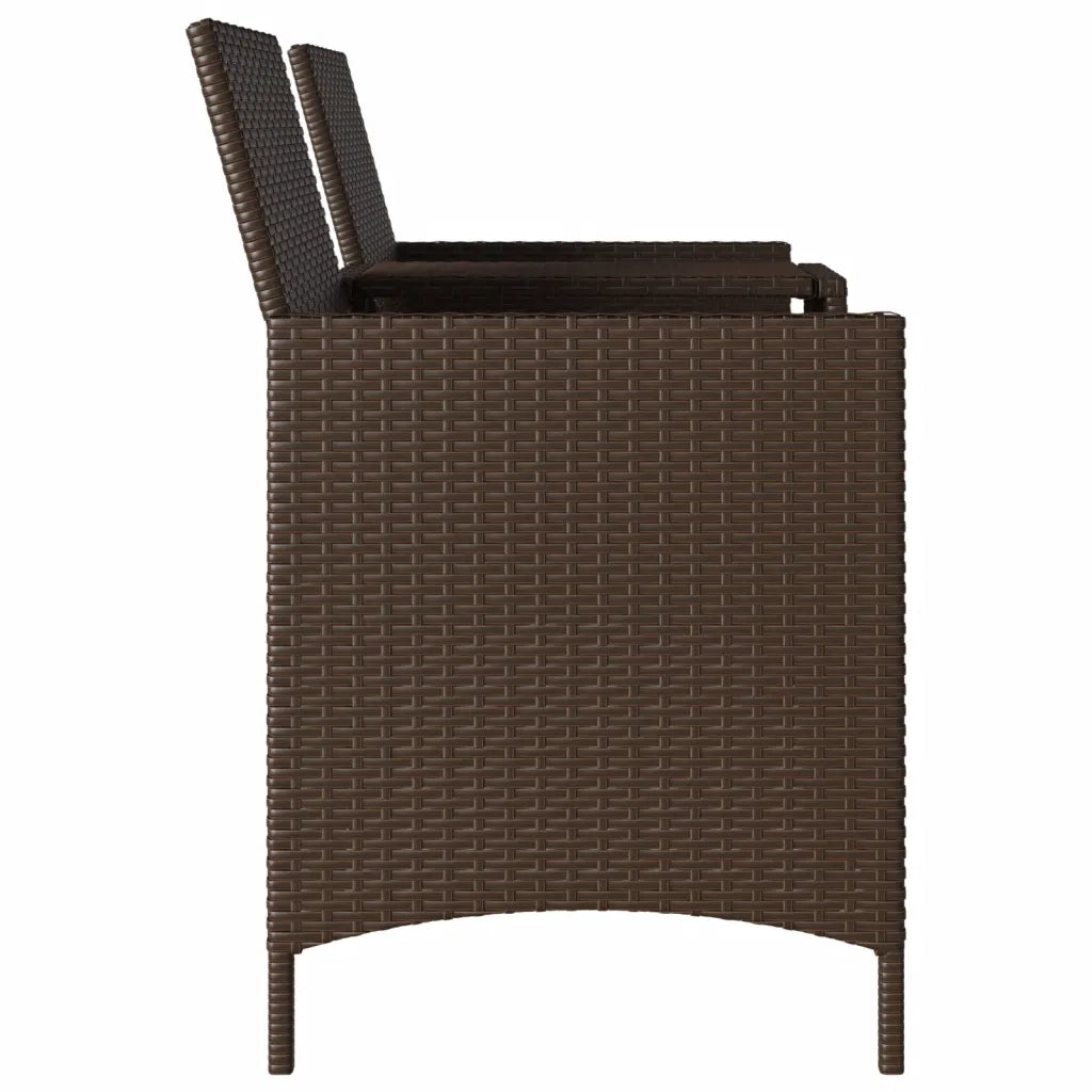Divano a 2 Posti con Tavolo e Cuscini-Sofa 2 Posti Marrone in Polyrattan