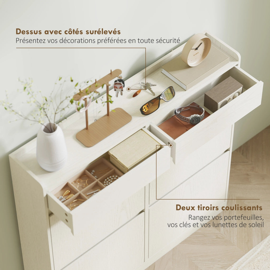 Scarpiera con cassetti e ante ¨C Minimal ¨C bianco 98x19x95 cm