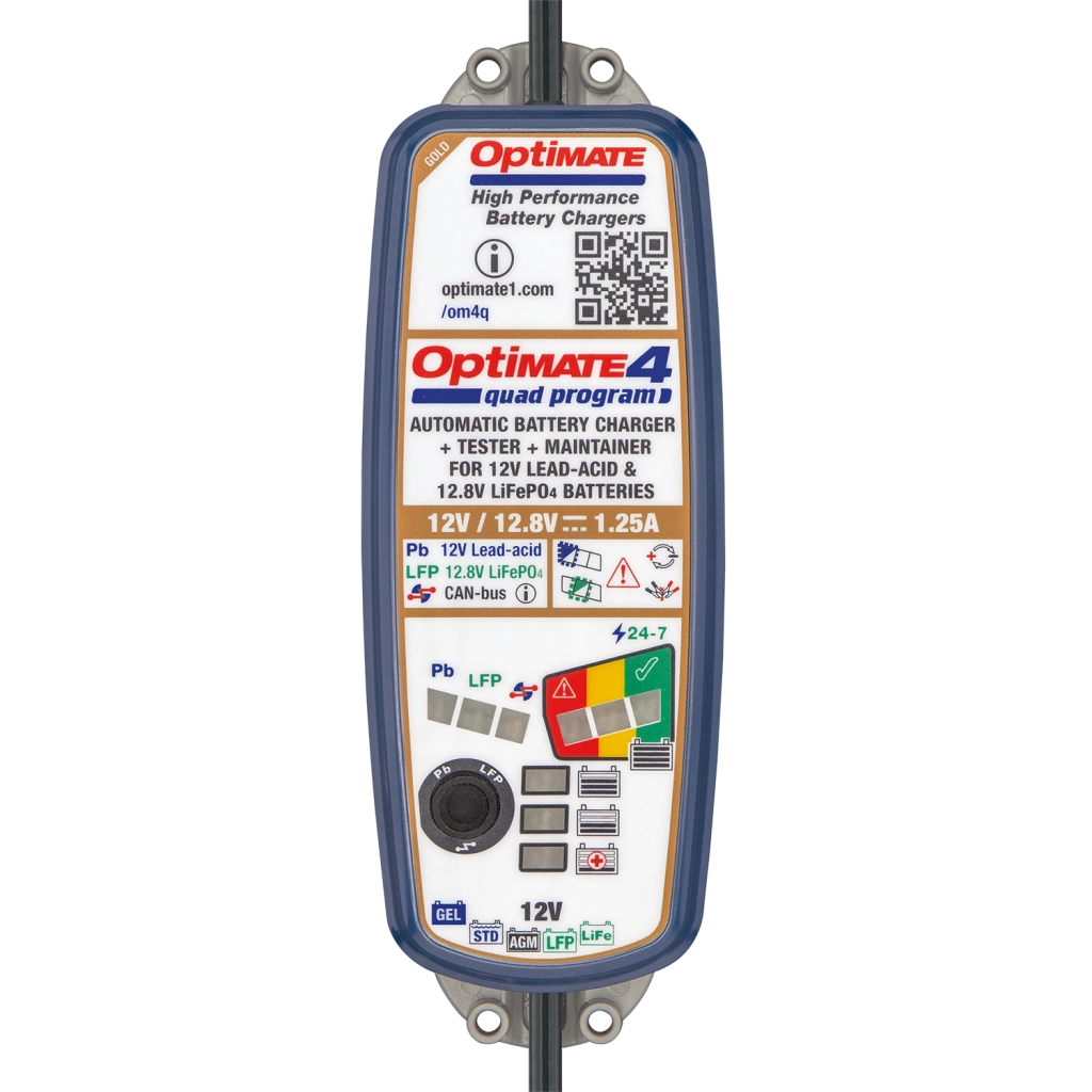 CARICABATTERIE OPTIMATE 4 QUAD PROGRAM PER BATTERIE DA 12V/ 12.8V 1.25A