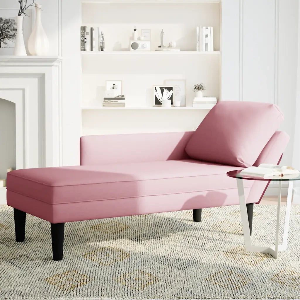 vidaXL Sdraio con Cuscino e Bracciolo Destro in Velluto Rosa