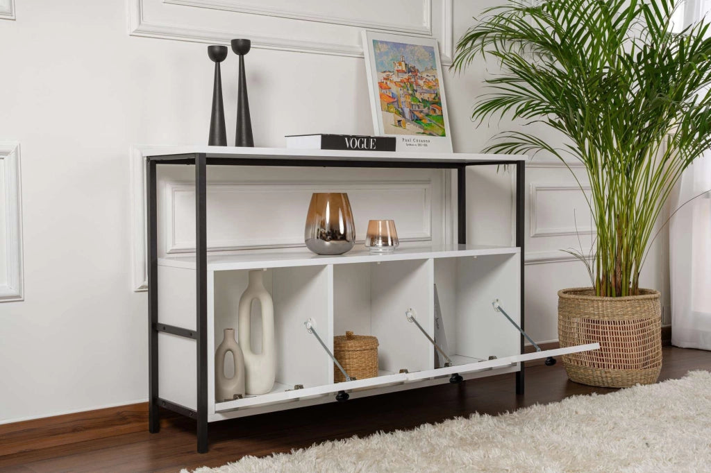 Credenza in legno "Solace" - 120 x 30 x 77 cm - Bianco