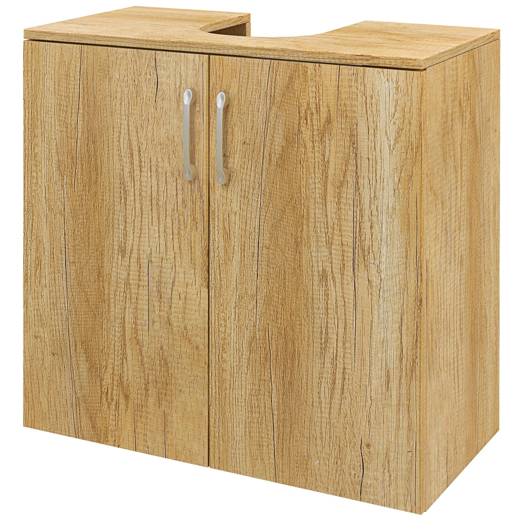 Mobile Bagno Sottolavabo Sospeso a 2 Ante con Ripiani in Legno ¨C Minimal ¨C Naturale 60x30x
