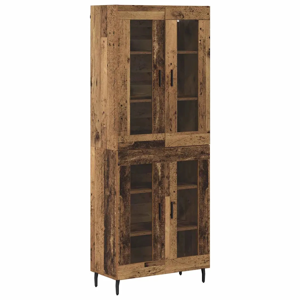 Credenza 2 pcs Legno vecchio Legno Stratificato e Vetro 3403180