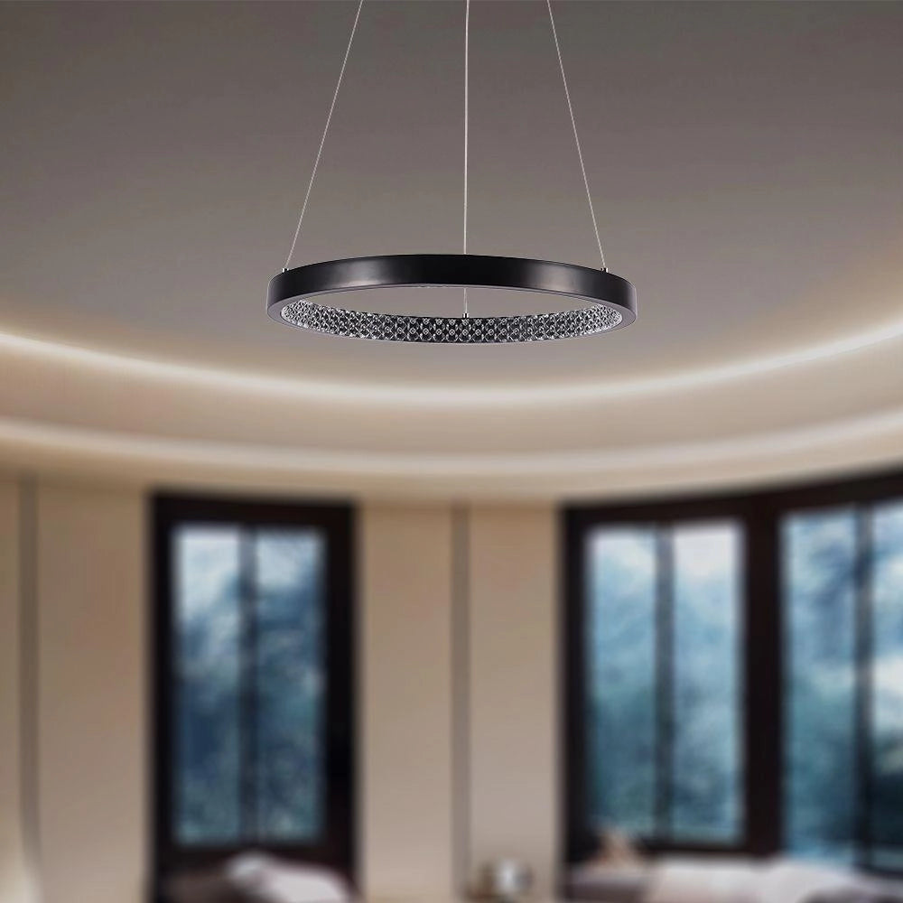 Lampada a sospensione LED anello nera 3000K V-TAC VT-7823
