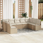 Set Divano da Giardino 9 pcs Beige e Bianco polyrattan