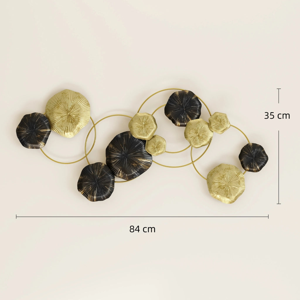 Scultura a Parete Foglia di Loto ¨C zephmum ¨C 84x35 cm Dorato e Nero