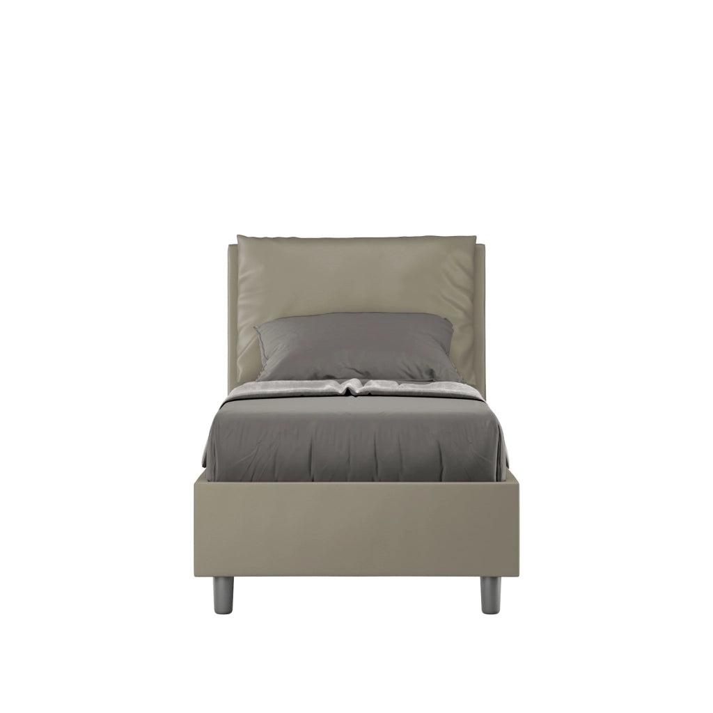 BS COM Letto singolo contenitore imbottito 80x200 similpelle cappuccino