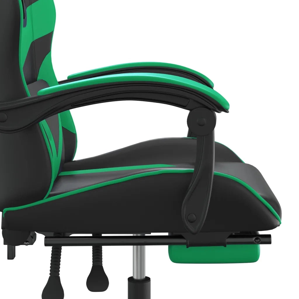 Sedia da Gaming con Poggiapiedi Nero e Verde in Similpelle 3143857