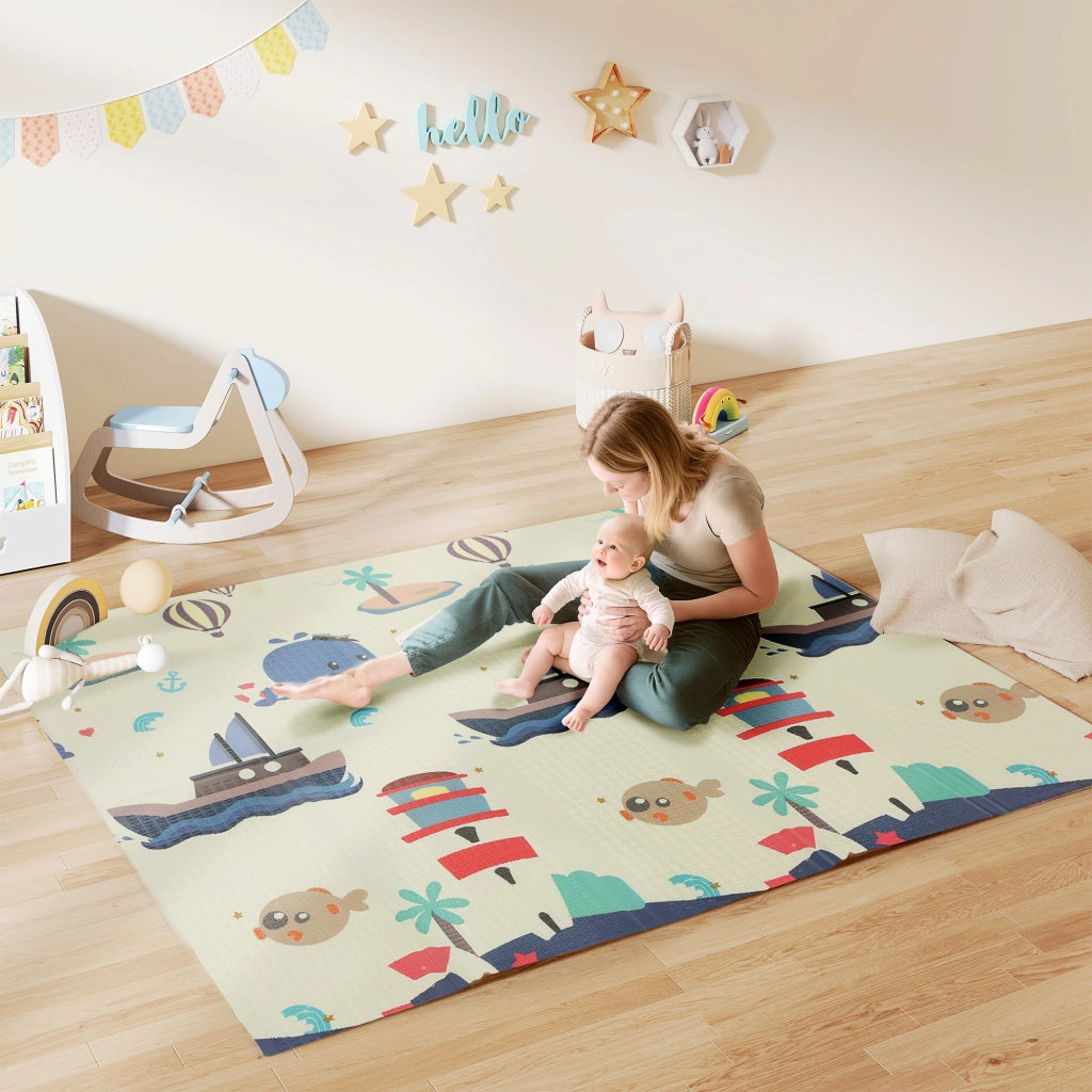 Tappeto Gioco Bambini Pieghevole ¨C Xylo ¨C 196x176x1,5 cm Imbottito Reversibile Impermeabile
