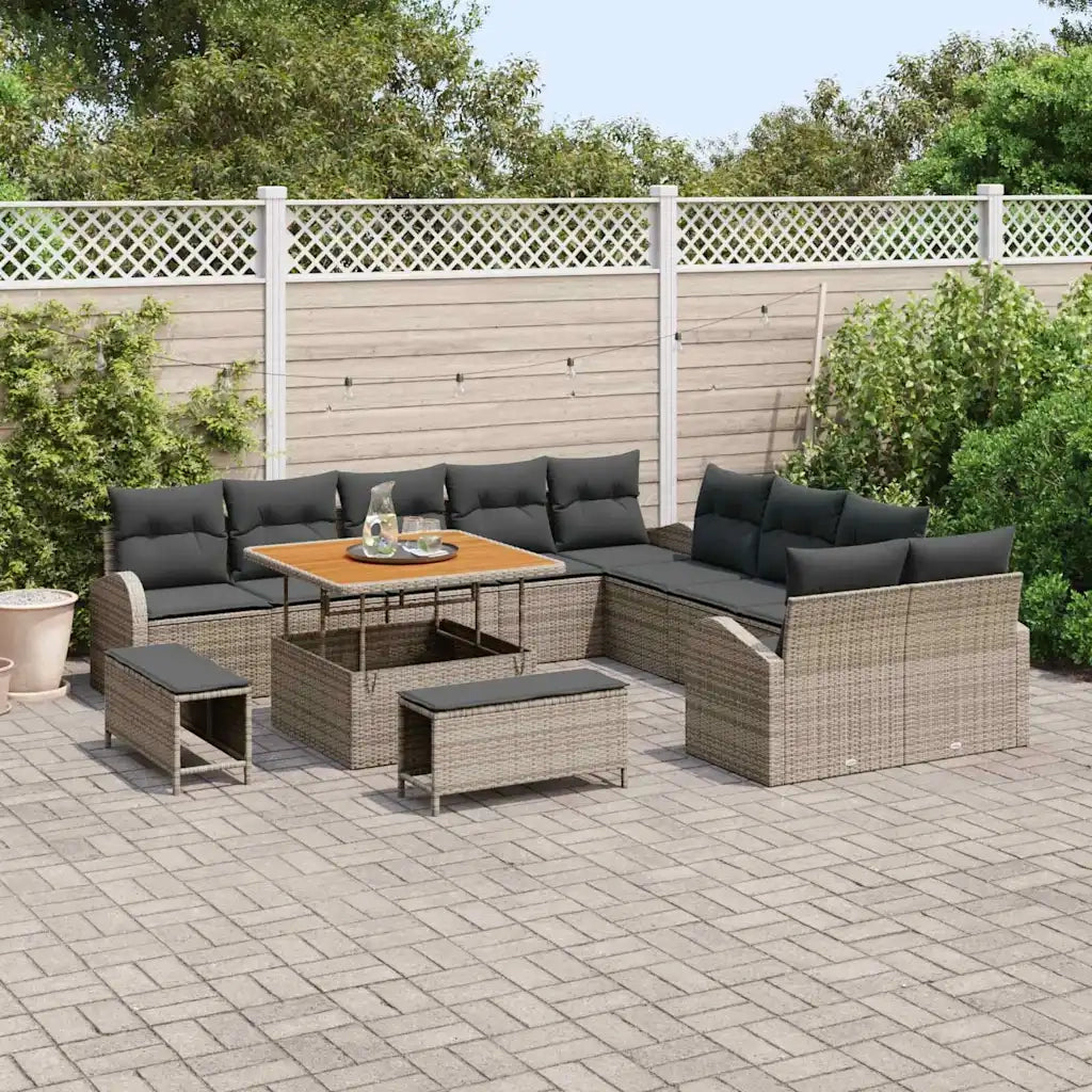 Set Divano da Giardino con cuscino 13 pcs Grigio 3364398