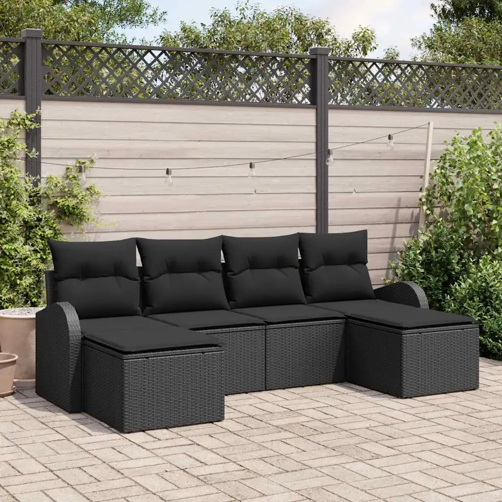 Set Divano da Giardino 6 pcs Nero Rattan in Polipropilene 3346153